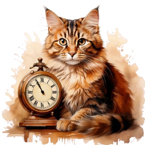 【水彩画×アンティーク】猫のクリップアートセット(全10種・PNG形式)