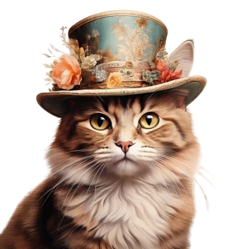 【水彩画×アンティーク】猫のクリップアートセット(全10種・PNG形式)