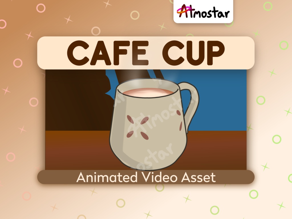 Animated Coffee Cup Stream Overlay - 6 Cozy Hot Drink Video Assets with Cute Animated Steam for Vtuber Prop or Webcam Decoration