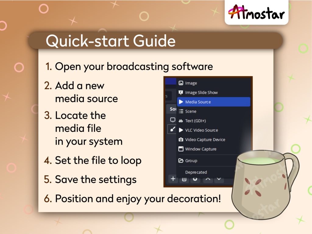 Animated Coffee Cup Stream Overlay: Hot Drink Vtuber Asset (webm and png)