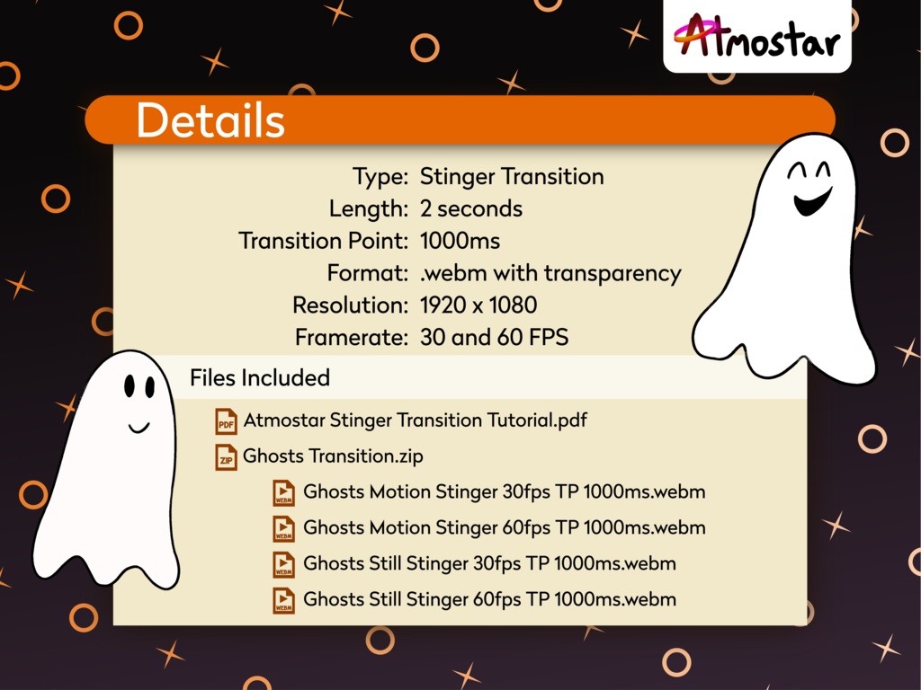 Ghost Stinger Transition: Animated Halloween Stream Asset (webm download)