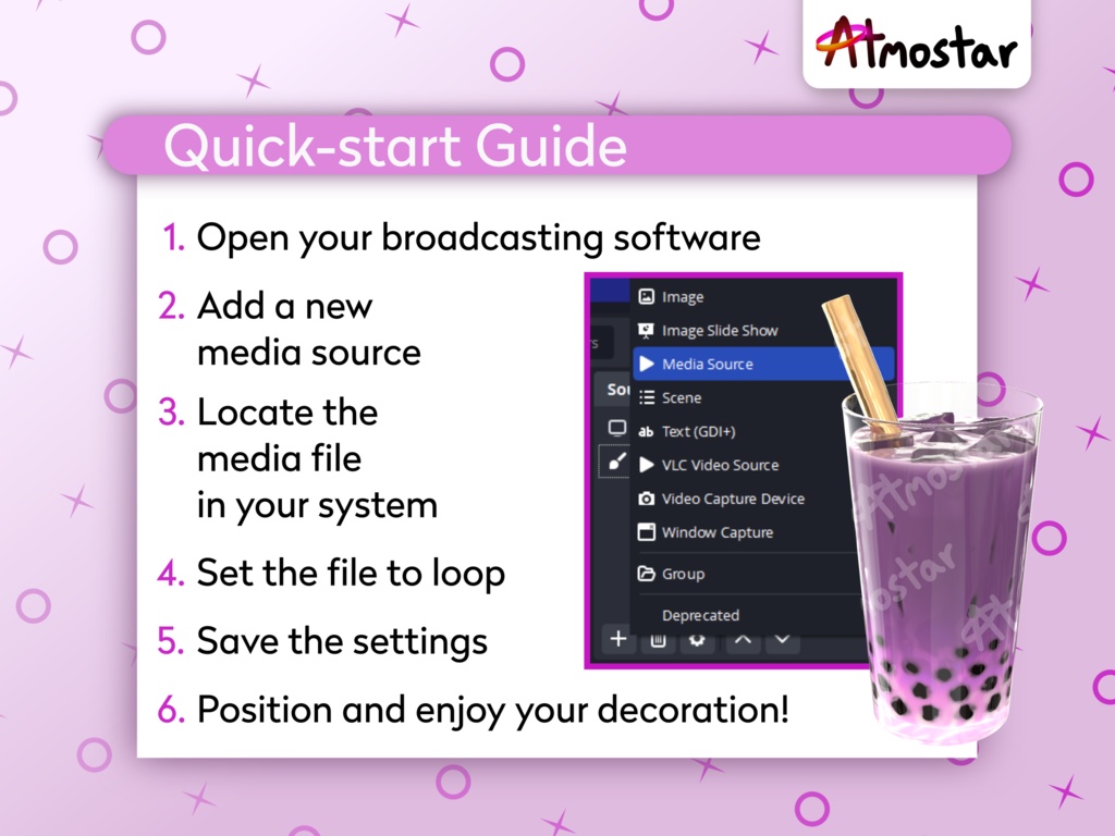 Iced Boba Tea Stream Overlay: Animated Vtuber Asset (webm and png)