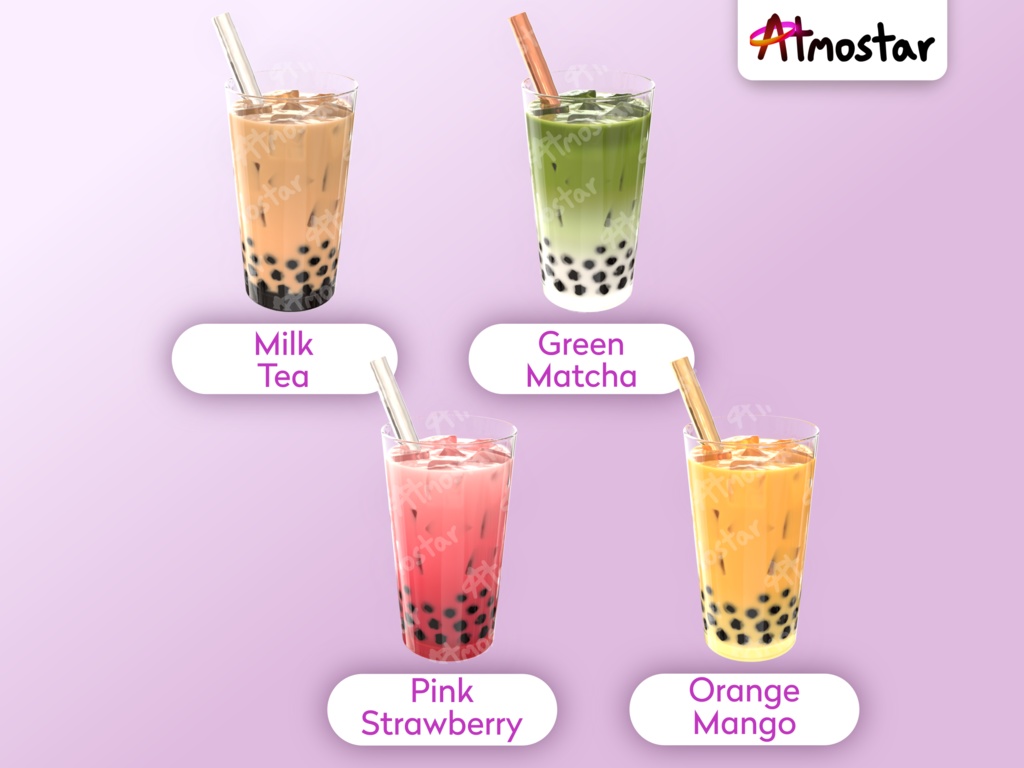 Iced Boba Tea Stream Overlay: Animated Vtuber Asset (webm and png)