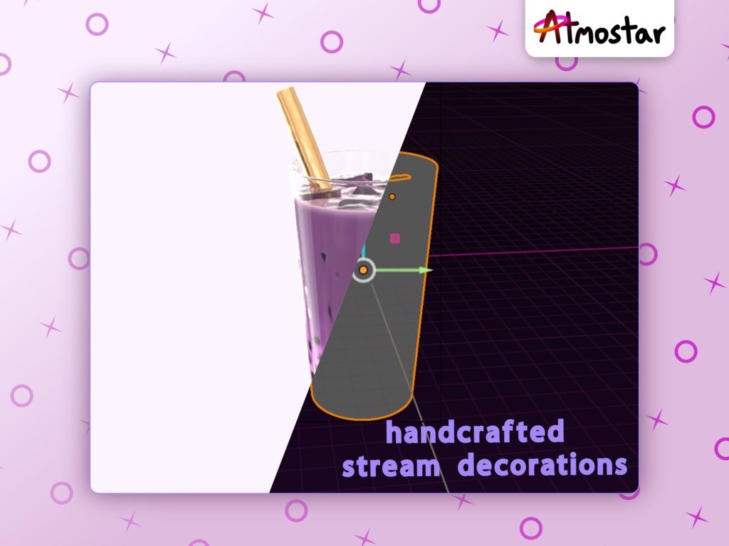 Iced Boba Tea Stream Overlay: Animated Vtuber Asset (webm and png)