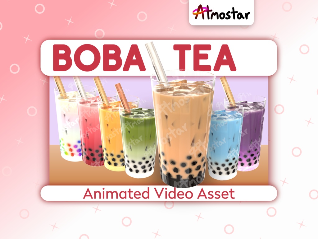 Boba Tea Cup Stream Overlay - 7 Cute Bubble Tea Video Assets with Subtle Animation for Vtuber Prop or Webcam Decoration