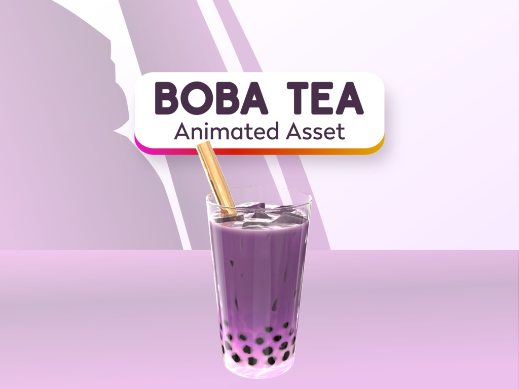 Iced Boba Tea Stream Overlay: Animated Vtuber Asset (webm and png)