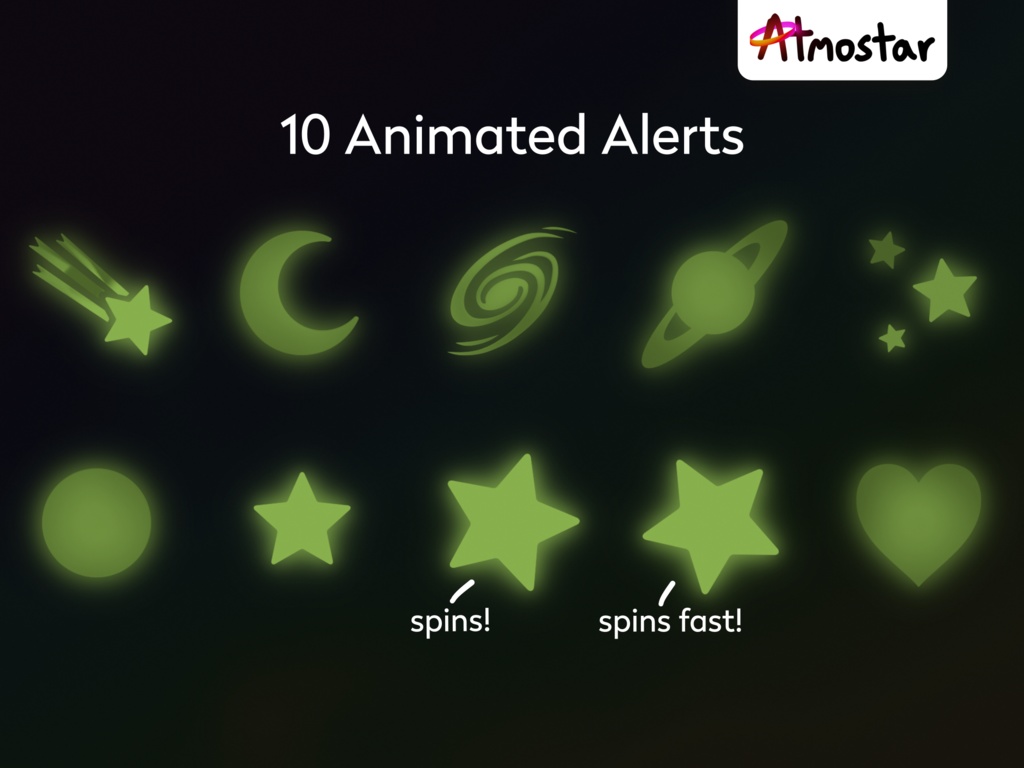 Glow Star Stream Package: Animated Overlays, Alerts, Borders, and Title Screens (webm and png)