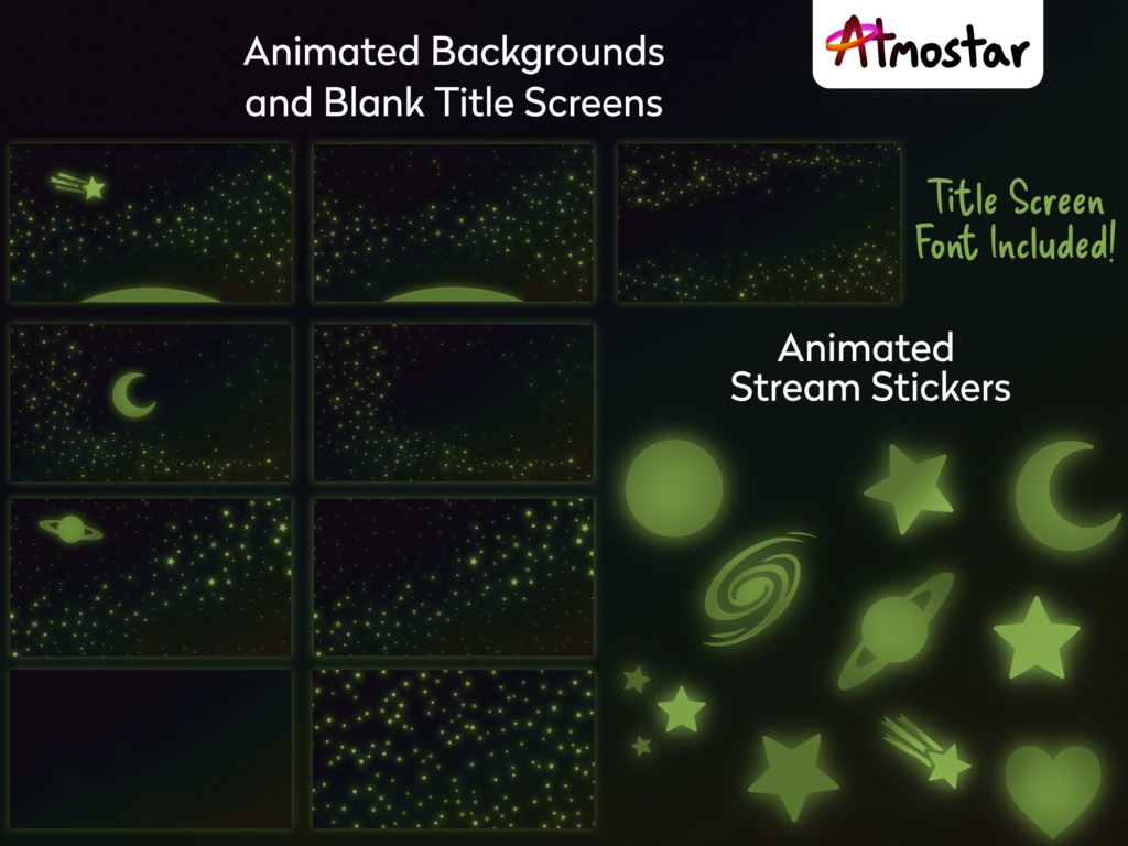 Glow Star Stream Package: Animated Overlays, Alerts, Borders, and Title Screens (webm and png)