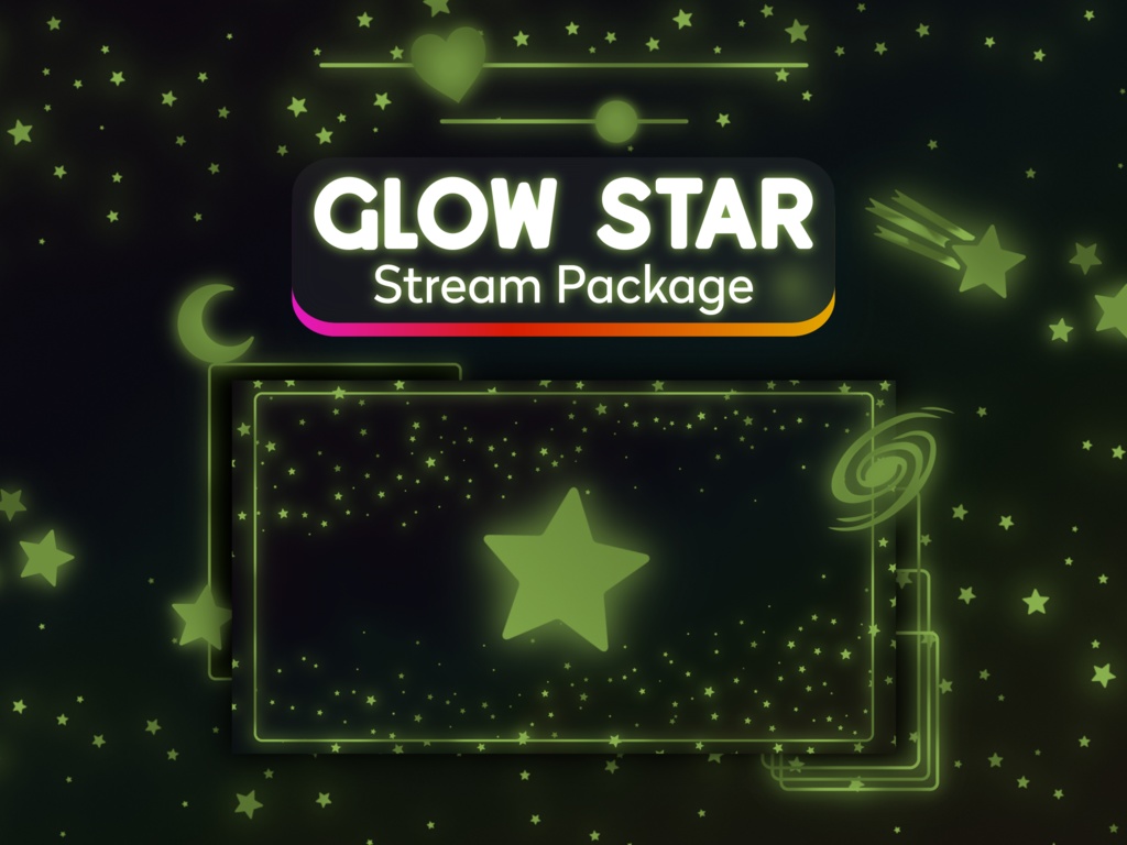 Glow Star Stream Package: Animated Overlays, Alerts, Borders, and Title Screens (webm and png)
