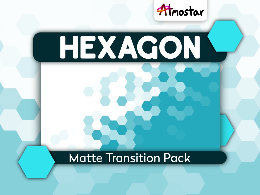 Cyber Hexagon Matte Transitions - Pack of Animated Futuristic Tech Assets for Live Stream and Video Scene Transitions