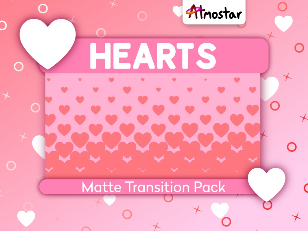 Cute Hearts Matte Transitions - Pack of Adorable Animated Heart Assets for Live Stream and Video Scene Transitions