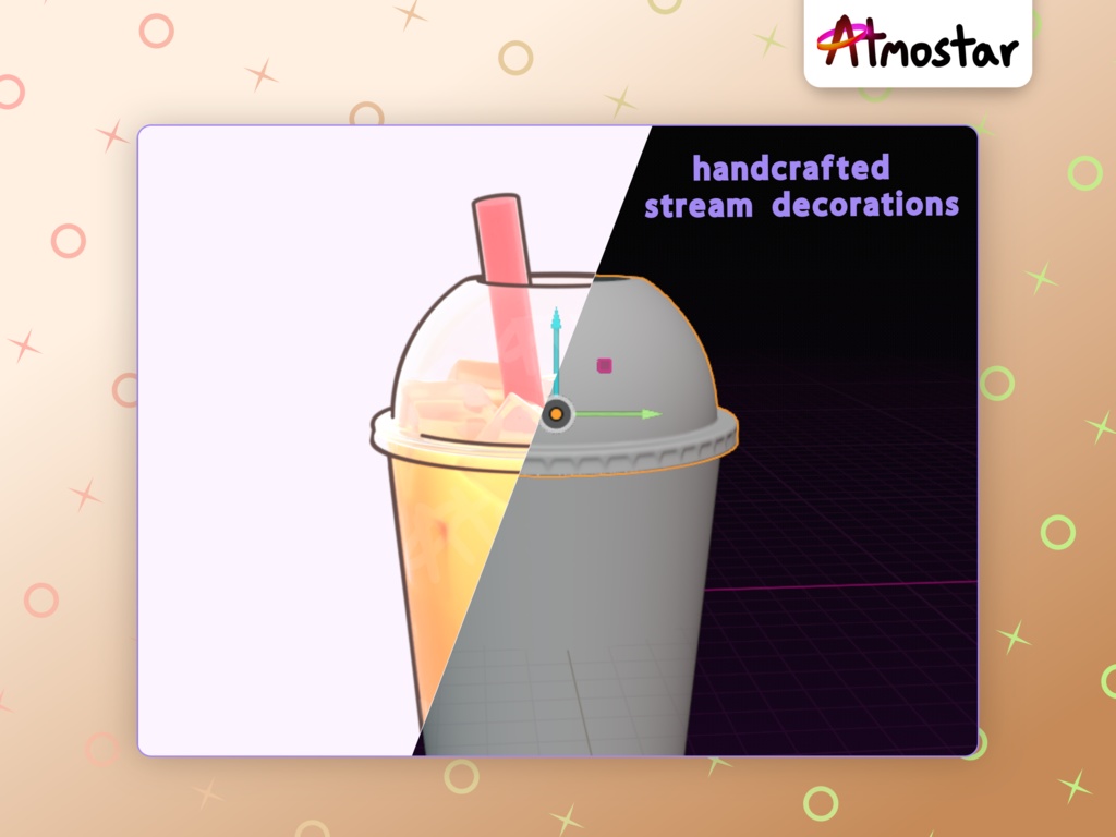 Animated Bubble Tea Stream Overlay: Iced Boba Vtuber Drink Assets (webm and png)