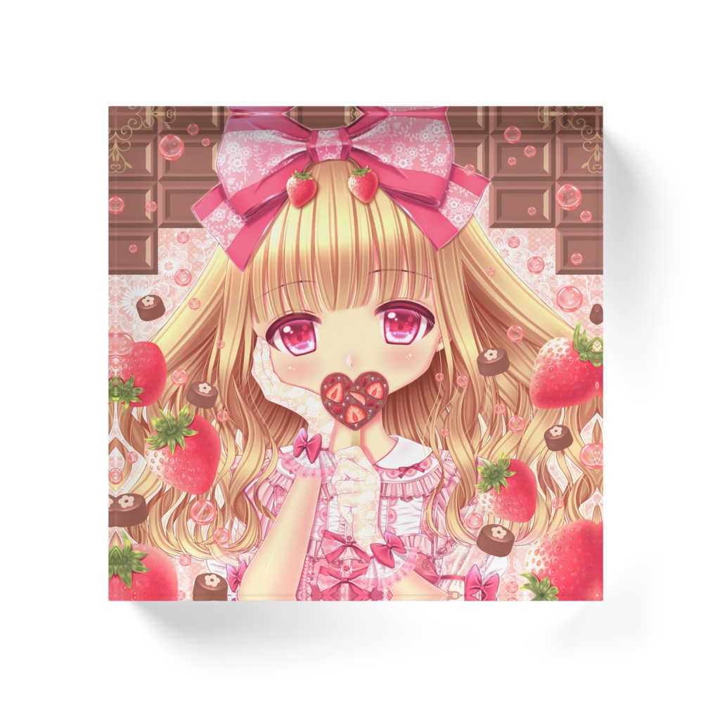 「いちご×チョコレート」アクリルブロック