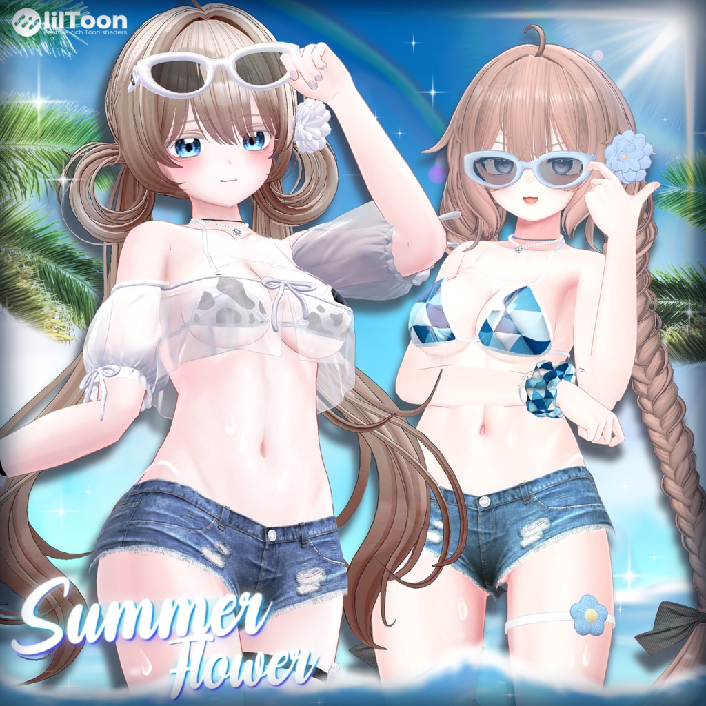 [6アバター対応] Summer Flower💙 (VRC 3Dアイテム)