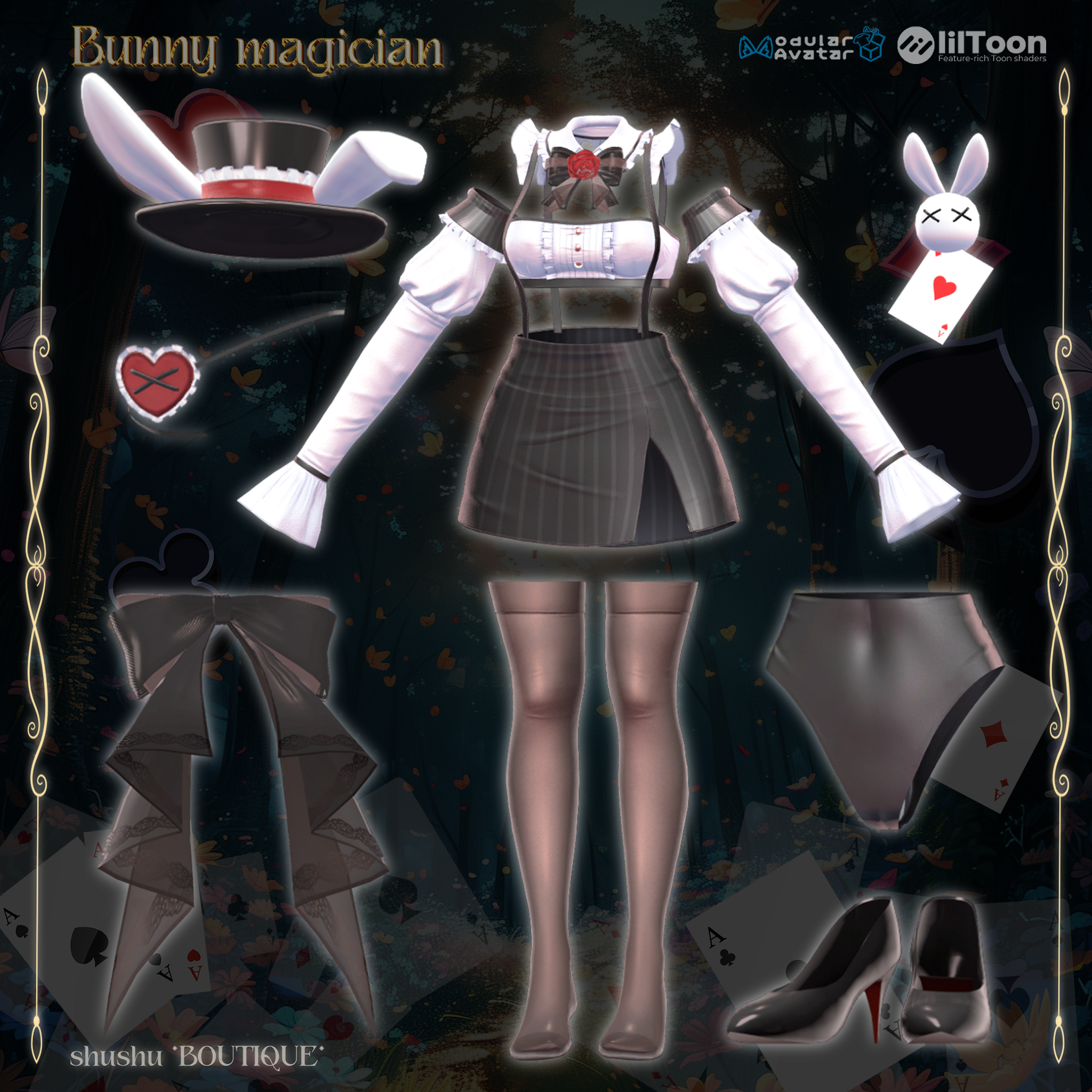 [7アバター対応] Bunny magician🐇🖤 (VRC 3Dアイテム) - shushu *BOUTIQUE* - BOOTH