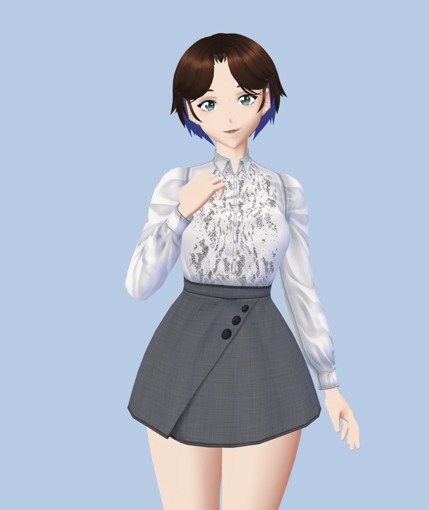 Lace Blouse with Grey Wrap Skirt