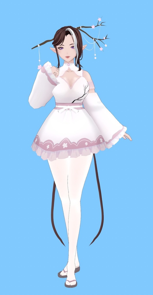 Cherry Blossom White Dress for Vroid Models