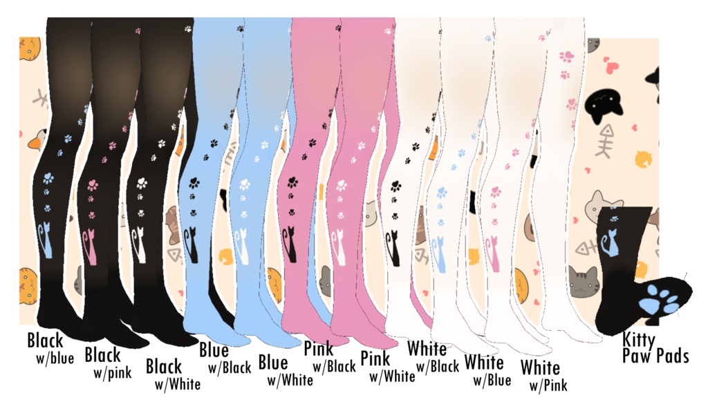 Kitty Cat Stocking Nylon Tights Lolita Vroid Textures