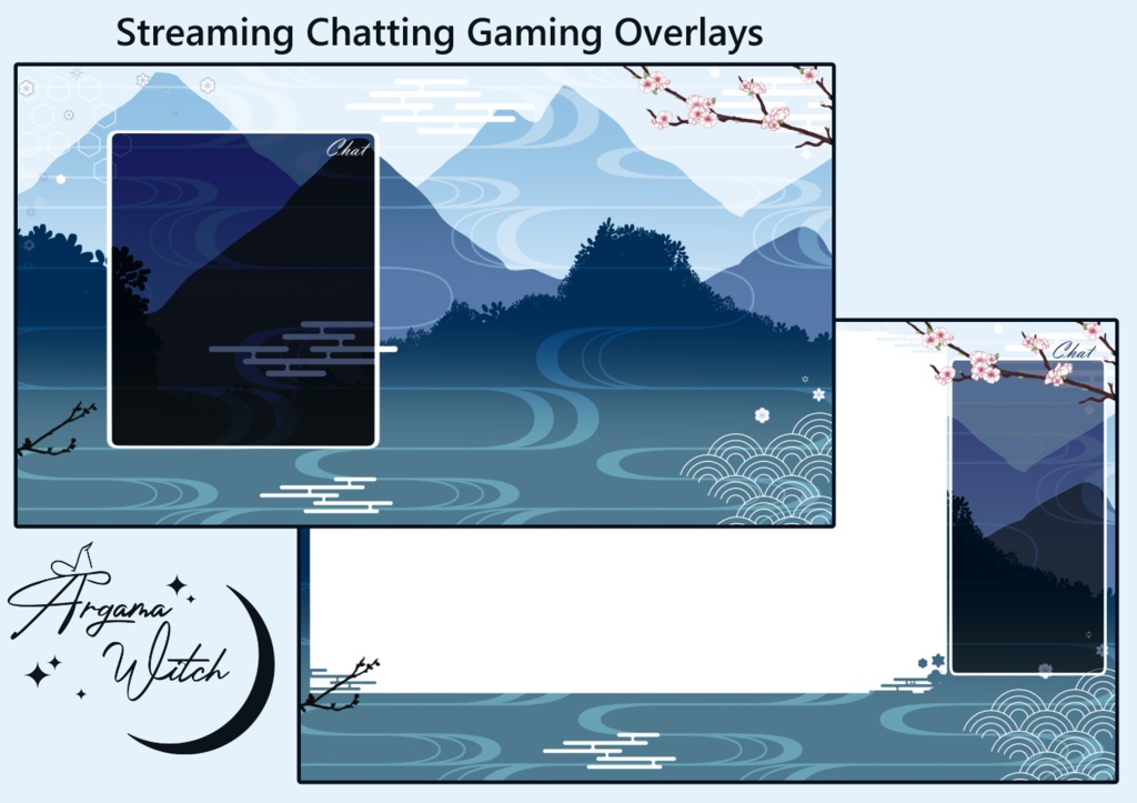 Mountain and Blossom Streaming Overlay Twitch Youtube Vtubing