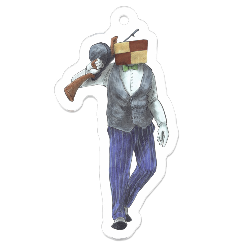 マシンガン・チェックアクリルキーホルダー