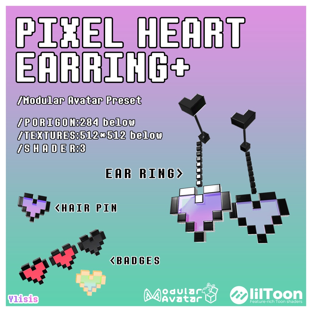 PIXEL HEART EARRING+