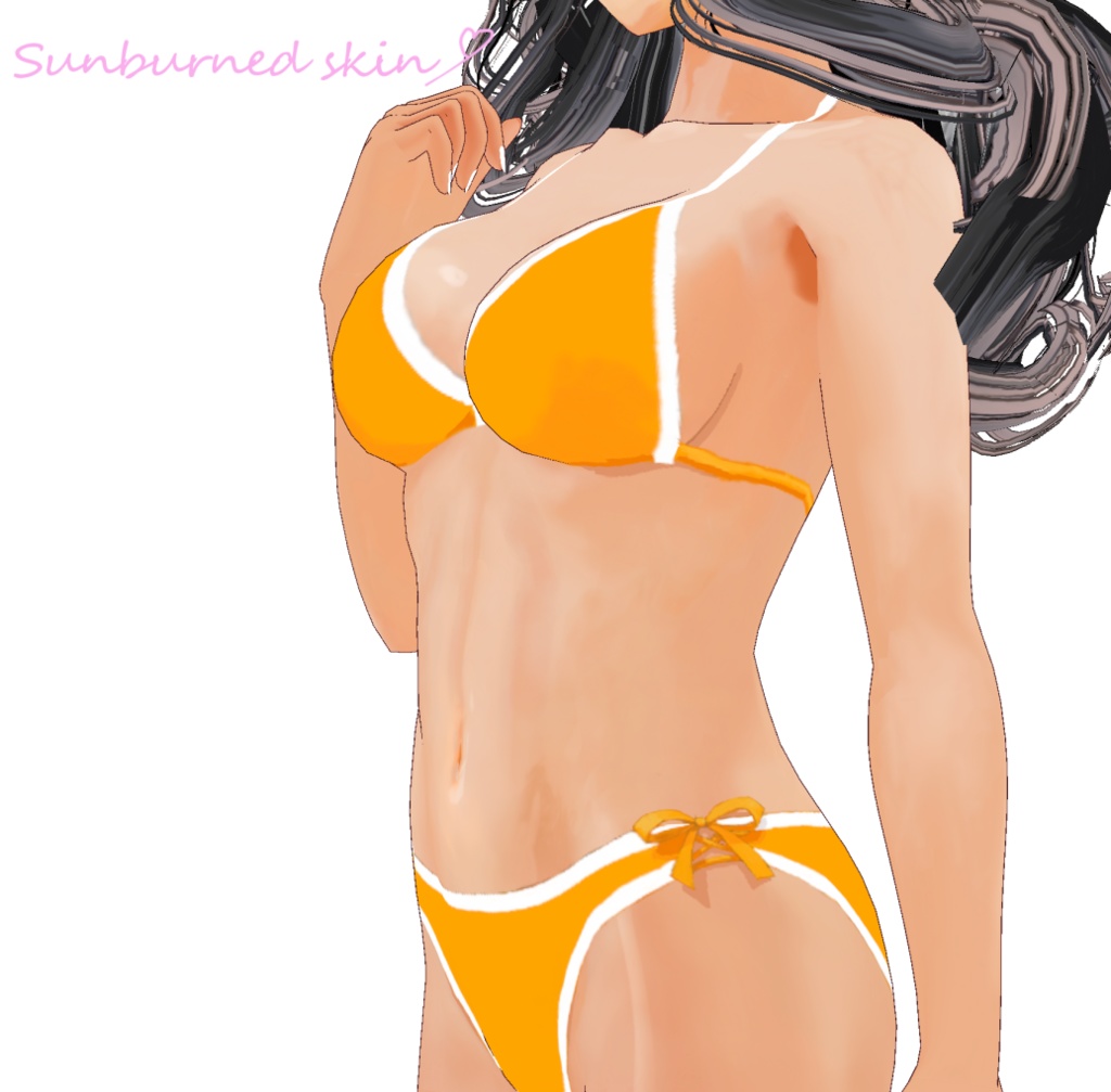 水着 ビキニオレンジ 褐色肌 小麦色の肌 艶肌【Vroid用衣装テクスチャ】