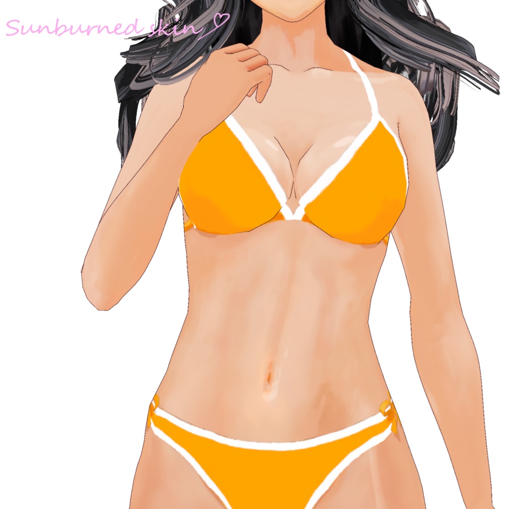 水着 ビキニオレンジ 褐色肌 小麦色の肌 艶肌【Vroid用衣装テクスチャ】