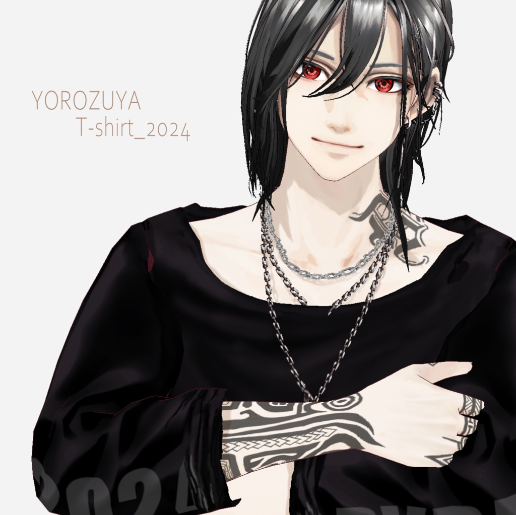 【XWear/VRoid/FBX】萬屋ロングスリーブTシャツ YOROZUYA_T-shirt