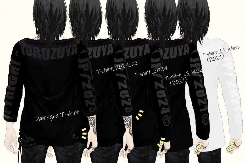 【XWear/VRoid/FBX】萬屋ロングスリーブTシャツ YOROZUYA_T-shirt