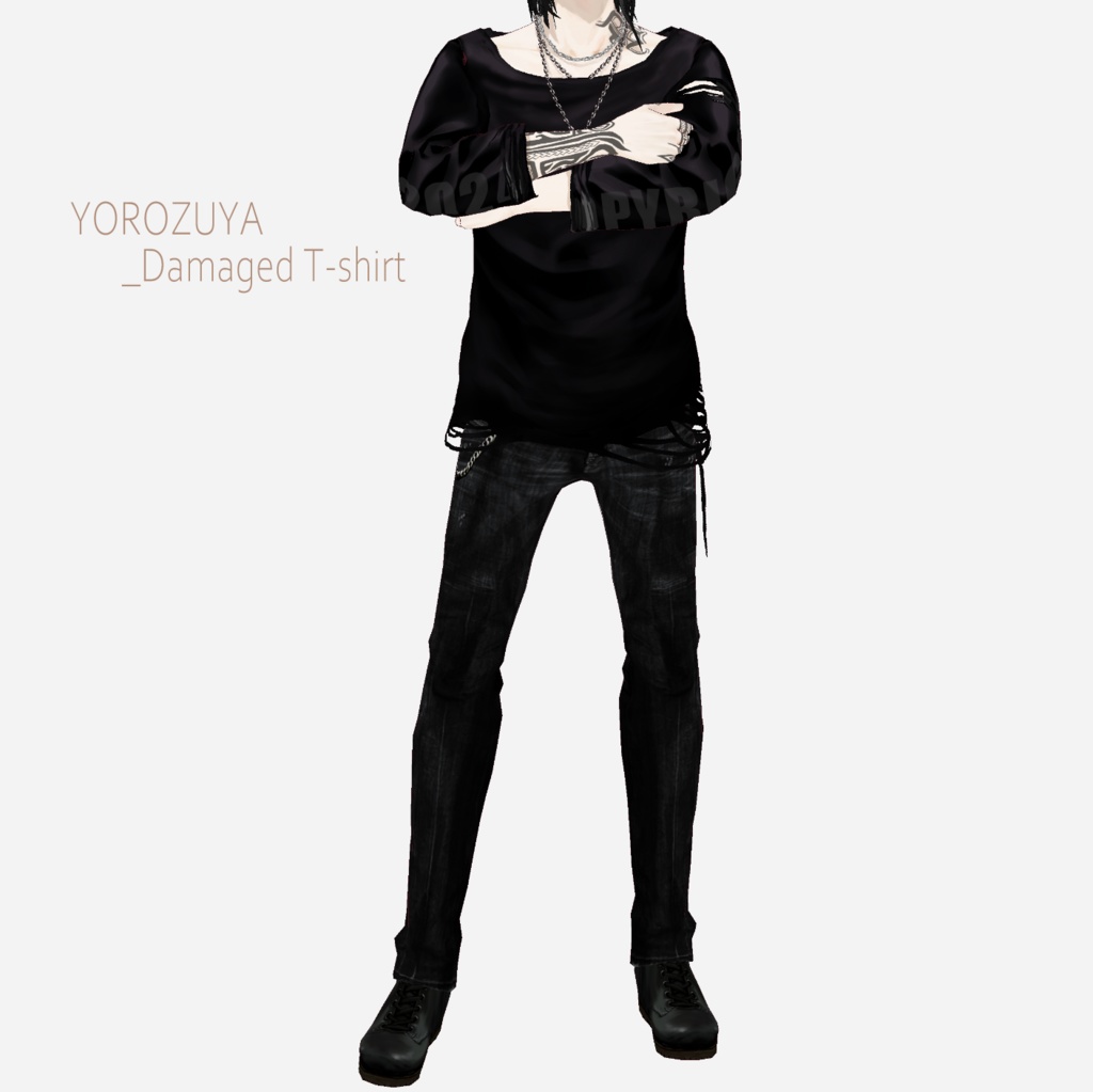【XWear/VRoid/FBX】萬屋ロングスリーブTシャツ YOROZUYA_T-shirt