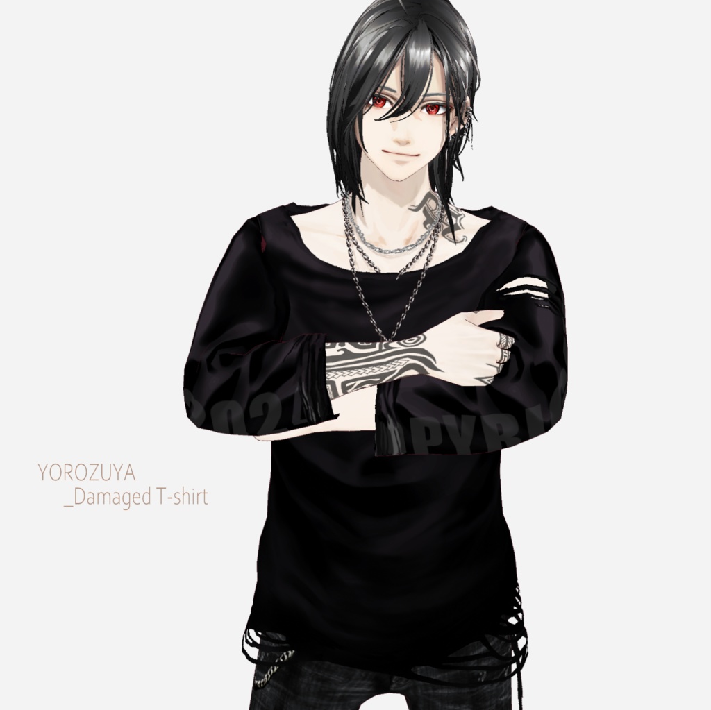 【XWear/VRoid/FBX】萬屋ロングスリーブTシャツ YOROZUYA_T-shirt