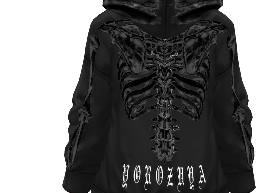 萬屋パーカー黒 骸骨パーカー黒 ピンク ゴシックロザリオ ネックレス Vroid用テクスチャ 男女兼用 萬屋 Booth