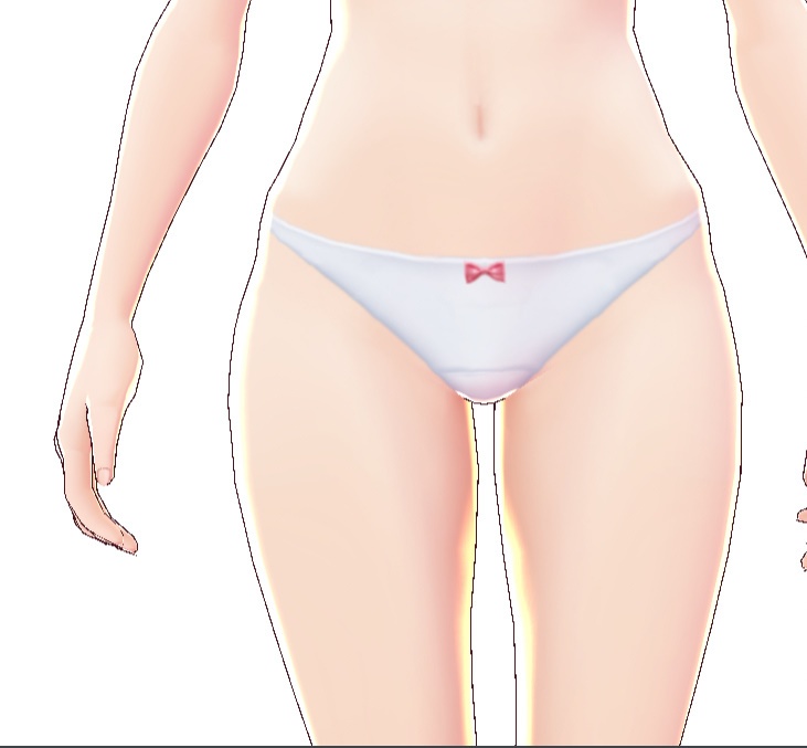 【VRoid用下着】パンツ白(綿100%日本製)+ いちごのパンツ 2枚セット〈ボディーテクスチャ用〉