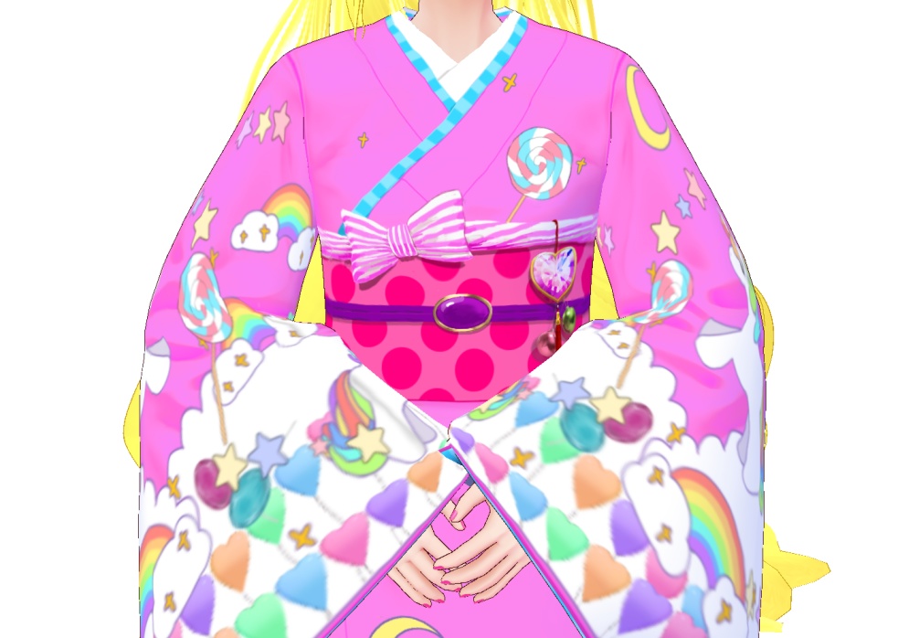 Vroid用 ゆめかわ着物 リボンテクスチャ 草履 着物 和服 和装 Kimono Ribbon Texture 柔和的顏色 Pastel Colour 기모노 파스텔 色帶 質地 萬屋 Booth