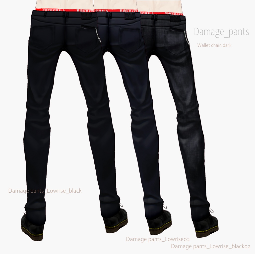 ダメージパンツ黒【VRoid用テクスチャ】