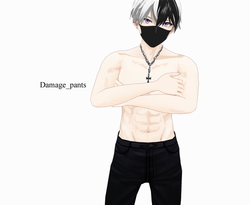 ダメージパンツ黒【VRoid用テクスチャ】
