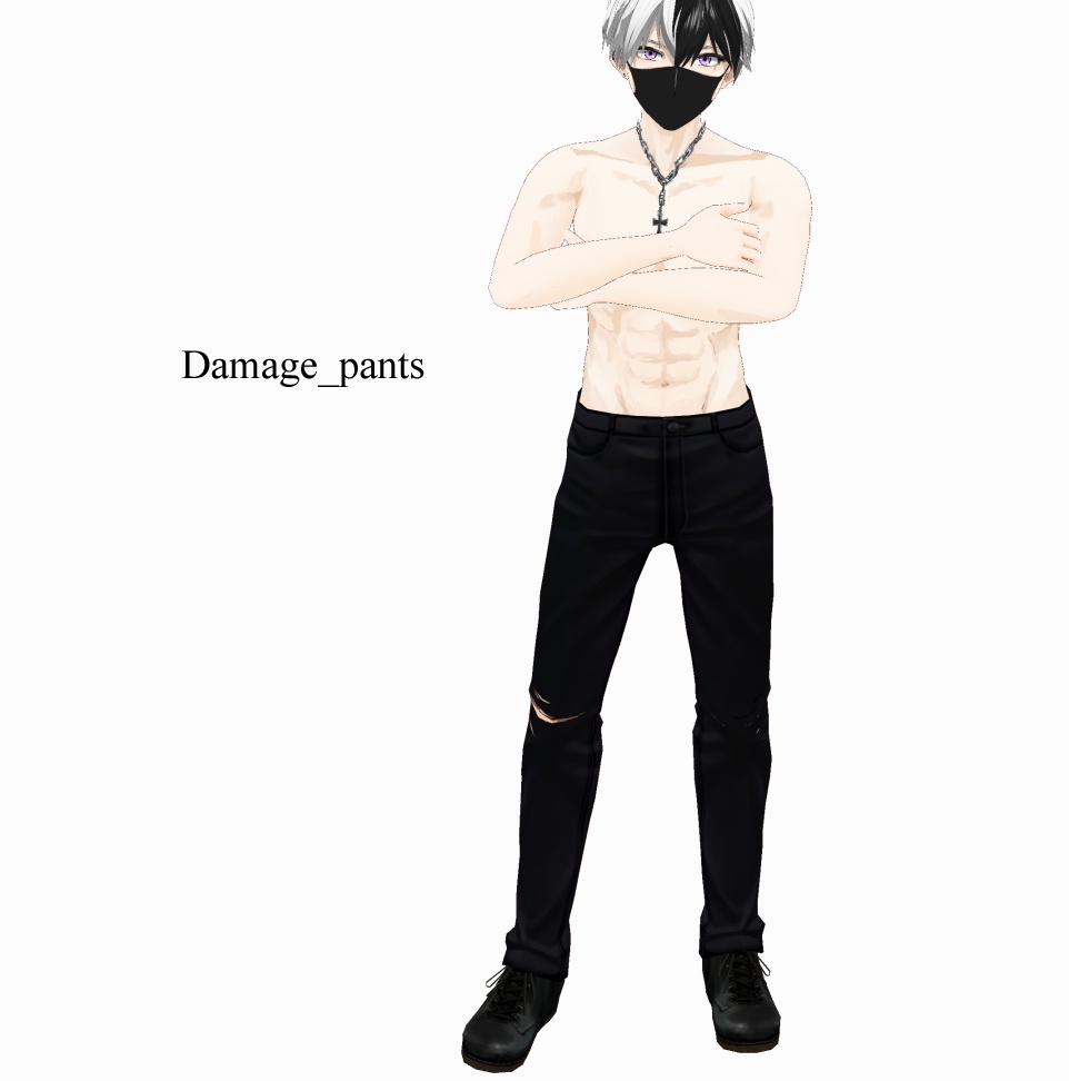 ダメージパンツ黒【VRoid用テクスチャ】