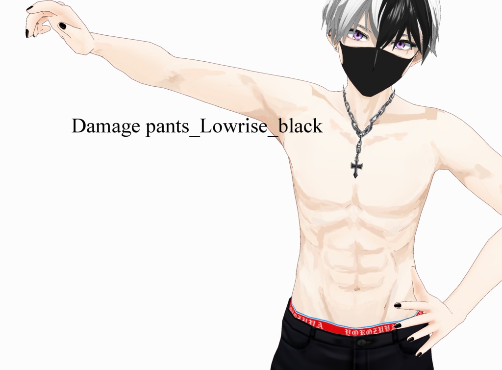 ダメージパンツ黒【VRoid用テクスチャ】