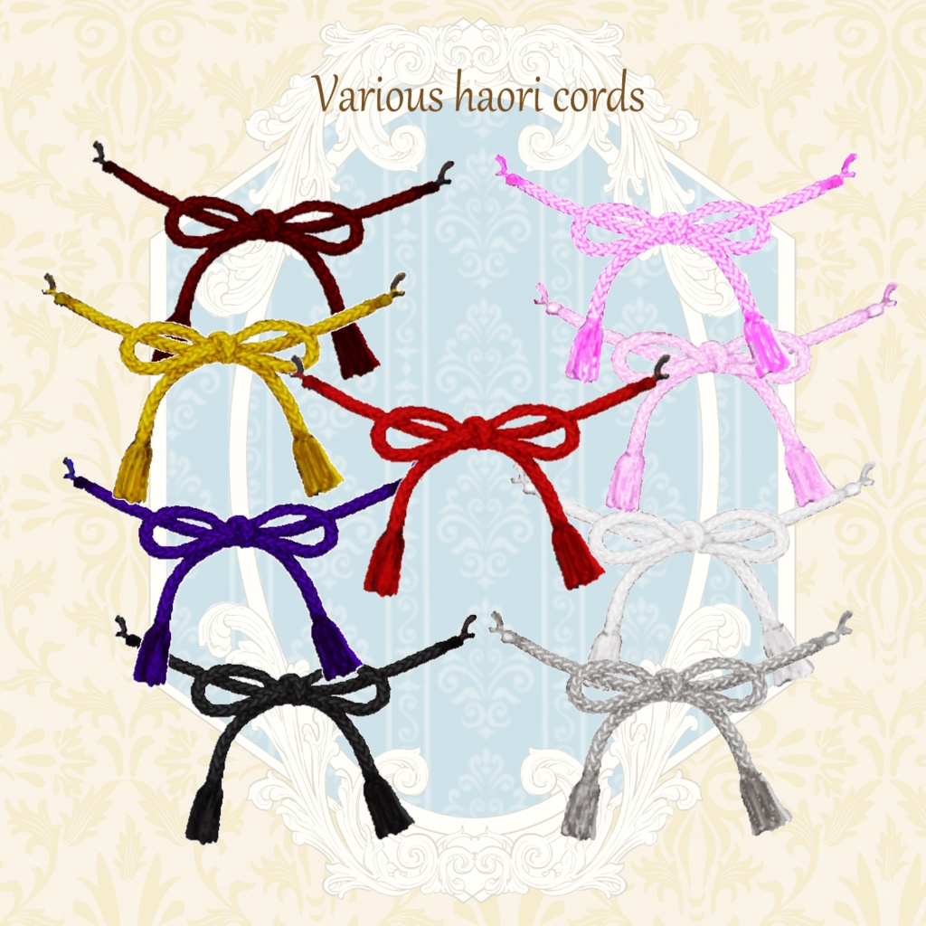 矢羽根着物×兎名古屋帯×羽織他【Vroid用テクスチャ】