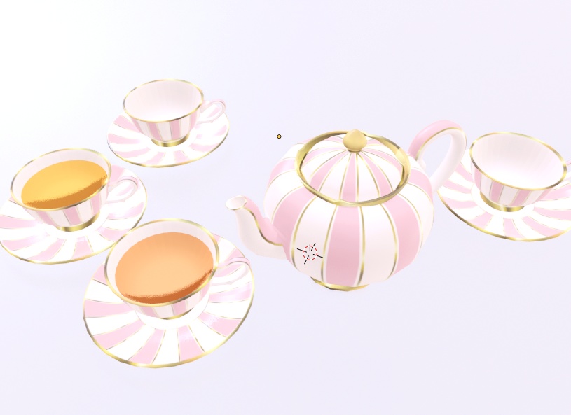 teapot_cup&sauser ティーセット テーカップ+ティーポット FBXファイル blendファイル お茶会