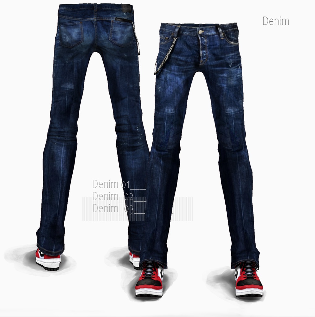 【XWear/VRoidテクスチャ】ローライズジーンズ・ウォレットチェーン