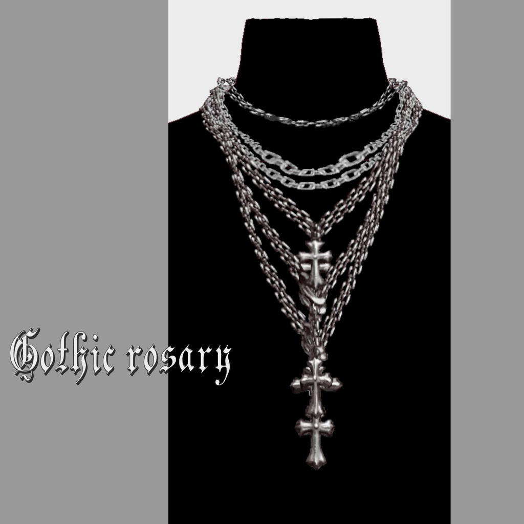 【FBX/ XWear/Vroid】Skull T-shirt_black 髑髏Tシャツ 黒 +ペンダント等