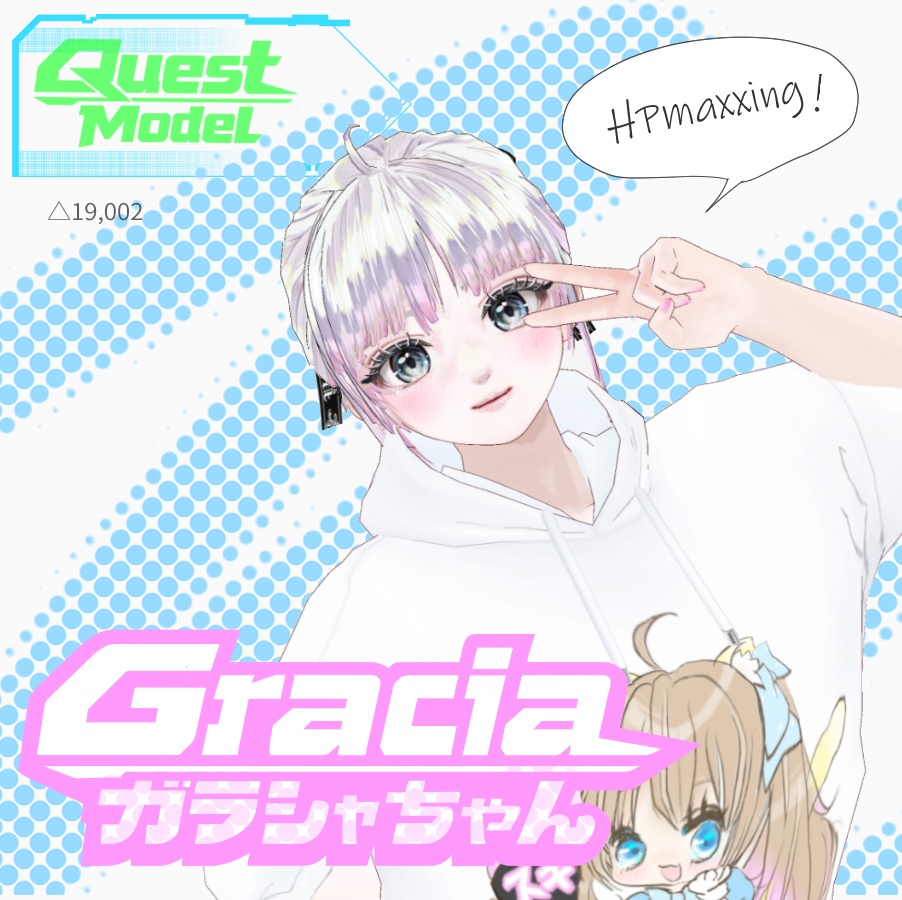 がしゃ髑髏訪問着 FBX/XWear/Vroidファイル / ガラシャちゃんVRMアバターQuest対応アバター /Vroid用ヘアプリセット