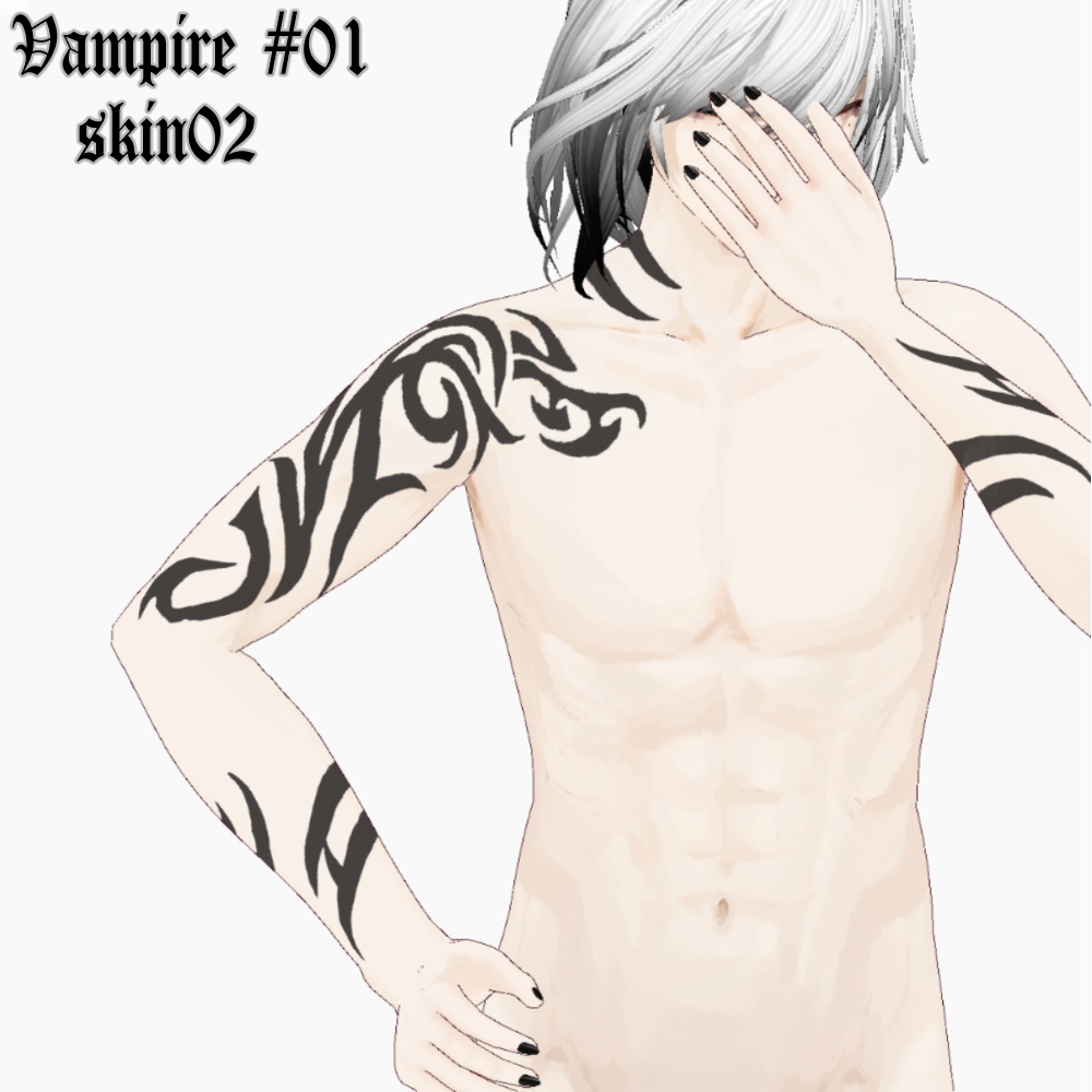 【Vroid用テクスチャ】メンズ肌テクスチャ 刺青テクスチャ TATOO トライバル