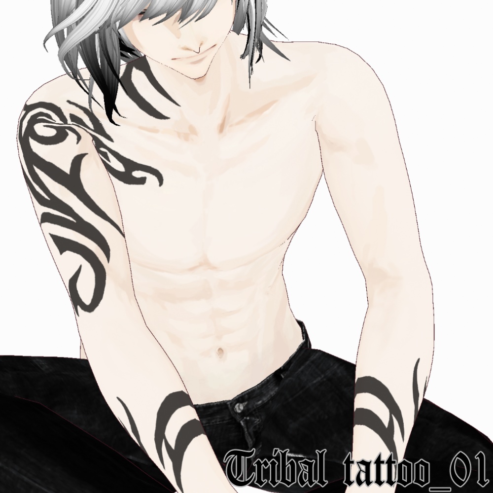 【Vroid用テクスチャ】メンズ肌テクスチャ 刺青テクスチャ TATOO トライバル