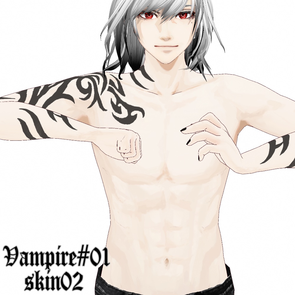 【Vroid用テクスチャ】メンズ肌テクスチャ 刺青テクスチャ TATOO トライバル