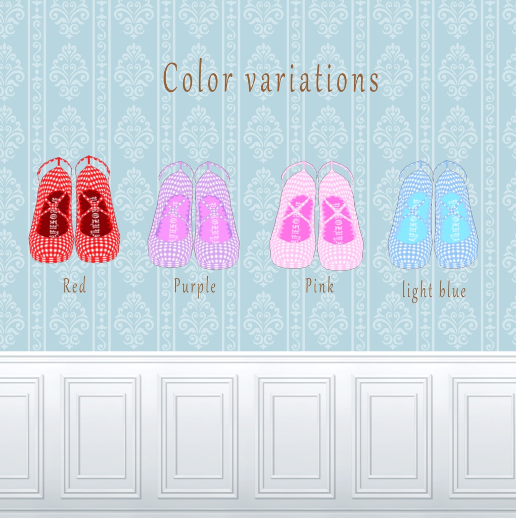 【Vroid用テクスチャ】ギンガムチェックのパンプス gingham check pumps