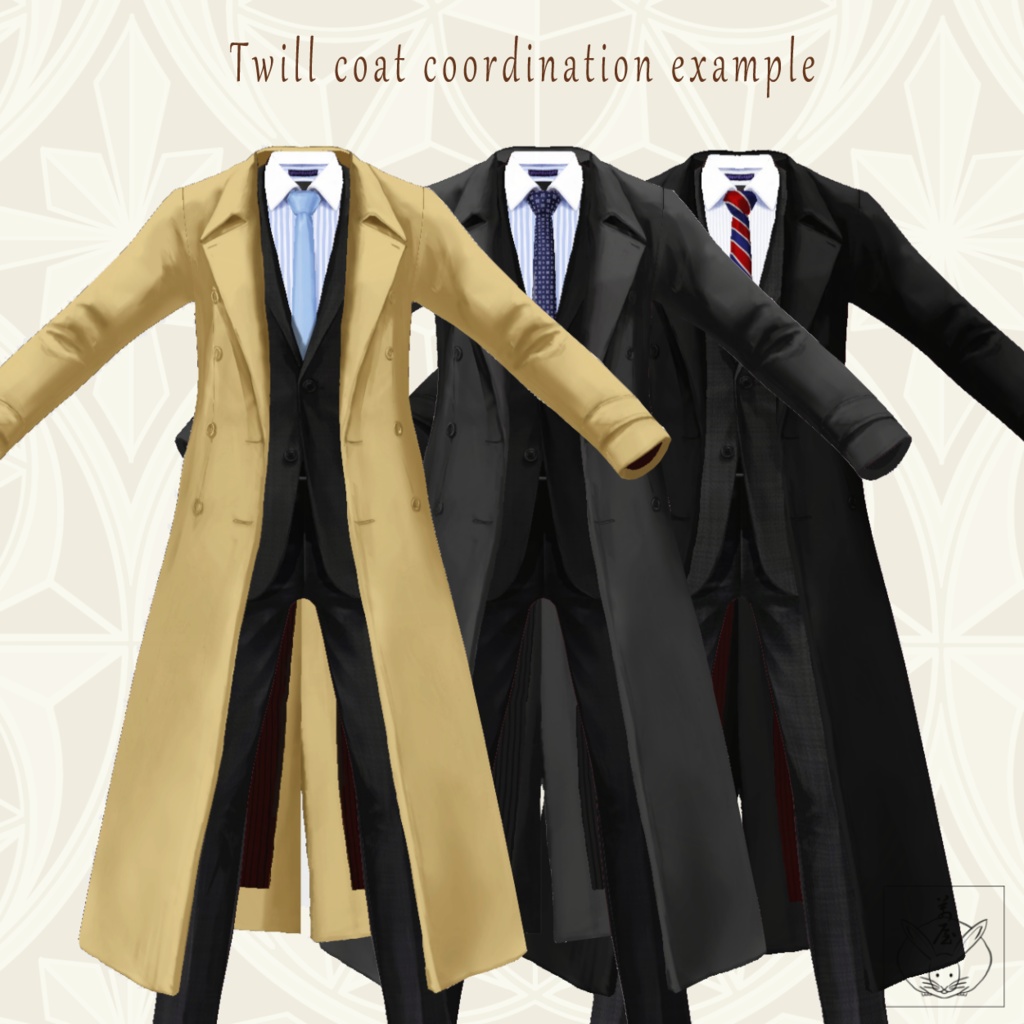 【FBX/XWear/VRoid】ビジネススーツセット Vroidテクスチャ他