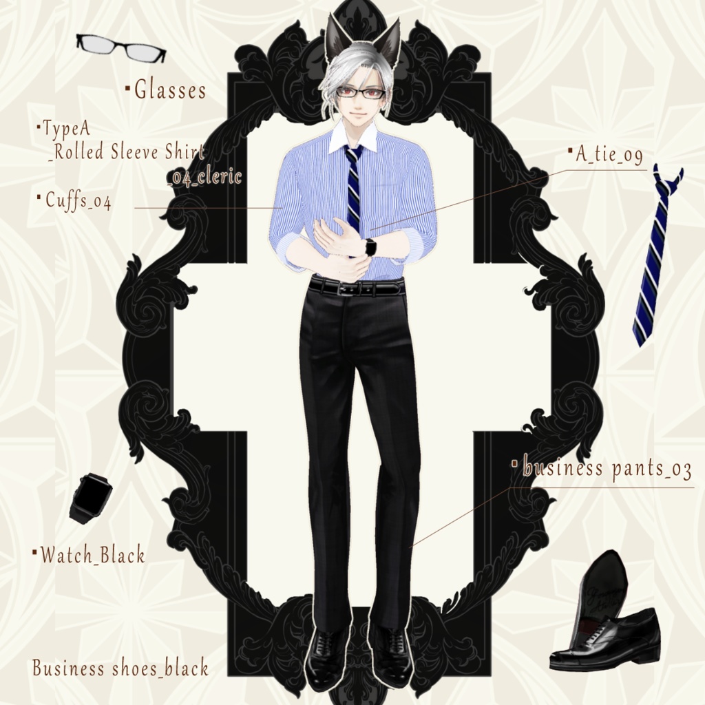 【FBX/XWear/VRoid】ビジネススーツセット Vroidテクスチャ他