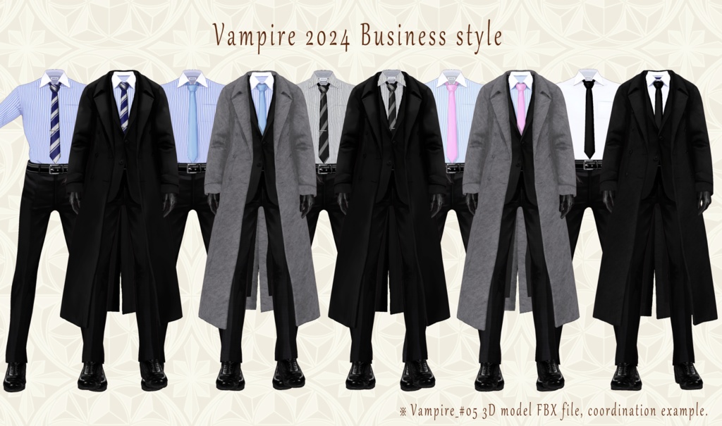 【FBX/XWear/VRoid】ビジネススーツセット Vroidテクスチャ他